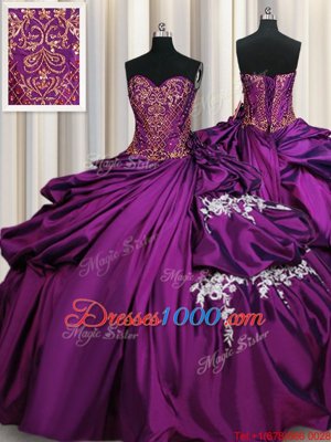 Ball Gowns Sweet 16 Quinceanera Dress Purple Sweetheart Taffeta Sleeveless Floor Length Lace Up