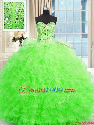 Modest Quinceanera Gown Military Ball and Sweet 16 and Quinceanera and For with Beading and Ruffles Strapless Sleeveless Lace Up