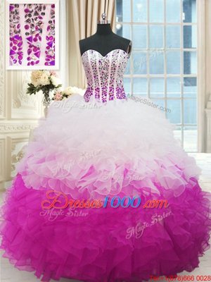 Beautiful Multi-color Sleeveless Beading and Ruffles Floor Length Quinceanera Gowns