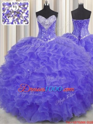 New Arrival Sleeveless Beading and Ruffles Lace Up Sweet 16 Dresses