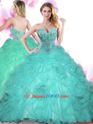 Graceful Organza Sleeveless Floor Length Quinceanera Dress and Beading