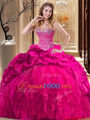 Fitting Sleeveless Brush Train Beading and Ruffles Lace Up Sweet 16 Dress