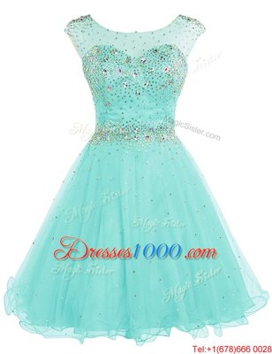 Discount Scoop Apple Green Sleeveless Beading Mini Length Evening Dress