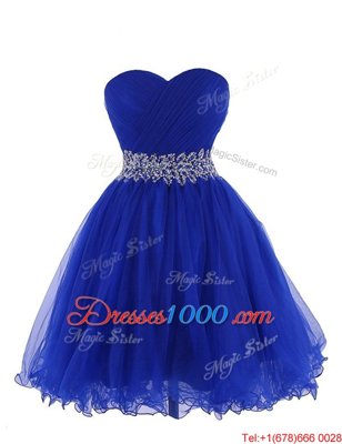 Nice Empire Royal Blue Sweetheart Organza Sleeveless Mini Length Lace Up