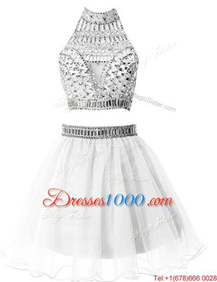 Sleeveless Beading Zipper Evening Dress