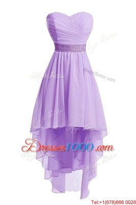 Top Selling High Low Lavender Prom Evening Gown Sweetheart Sleeveless Lace Up