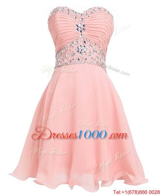 Popular Sweetheart Sleeveless Lace Up Pink Organza