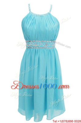 Cute Halter Top Sleeveless Chiffon Prom Dress Beading Criss Cross