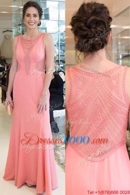 Mermaid Scoop Sleeveless Beading Zipper Dress for Prom