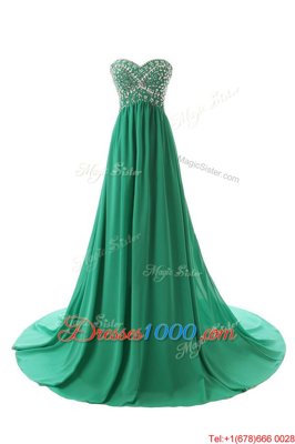 Sweetheart Sleeveless Chiffon Evening Dress Beading Court Train Zipper