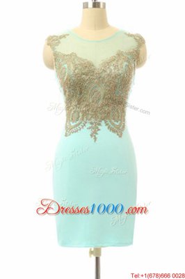 Mini Length Column/Sheath Sleeveless Turquoise Club Wear Side Zipper