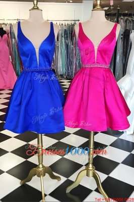 Satin Sleeveless Knee Length Prom Party Dress and Belt