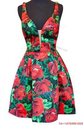 Deluxe Mini Length A-line Sleeveless Multi-color Cocktail Dresses Zipper