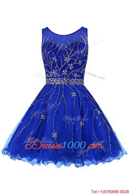 Strapless Sleeveless Zipper Homecoming Dress Royal Blue Tulle