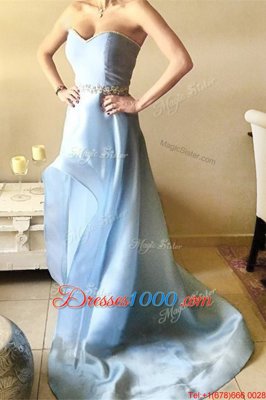 Light Blue Sweetheart Neckline Beading Evening Dress Sleeveless Zipper