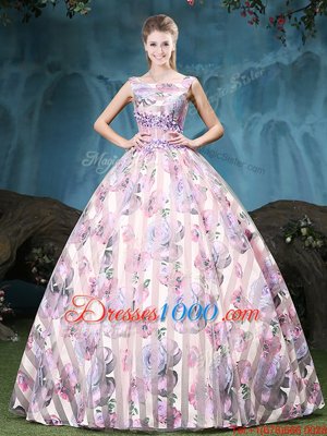 Eye-catching Straps Straps Sleeveless Appliques and Pattern Lace Up Quince Ball Gowns