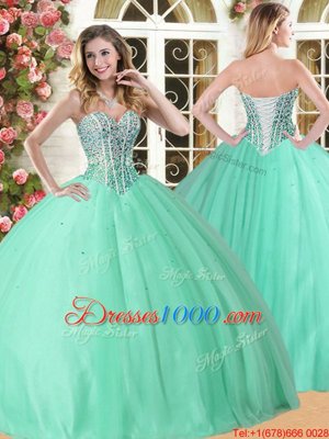 Sleeveless Beading Lace Up 15th Birthday Dress