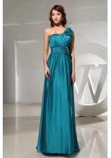 Hand Flowers One Shoulder Prom Dress Empire