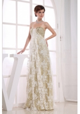 Sequins Champagne Empire Sweetheart Prom Dress