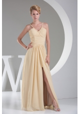 2013 Trendy High Slit V-neck Long Empire Prom Dress