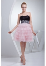 Beading and Ruffled Layers Sweetheart Mini-length  Prom Dress