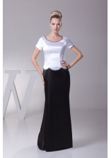 Beading Scoop Column Short Sleeves Mother of the Bride Dress