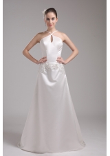 A-line Straps Beading Satin Wedding Dress