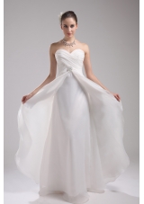 Column Sweetheart Ruching Organza Wedding Dress