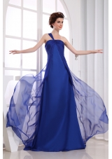 Royal Blue Chiffon One Shoulder Ruching Prom Dress