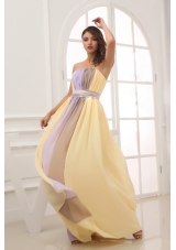 Ruching Strapless Multi-color long 2013 Elegant Prom Dress