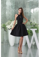 Elegant A-line Knee-length Black Prom Dress for Girls with Cutouts