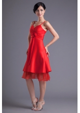 Flowers Straps Layers Red Prom Bridesmaid Dresses on Sale