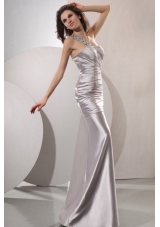 Fashionable Ruched Column Prom Gowns with Beaded One Shoulder