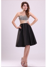 2014 Sweetheart Black Short Prom Nightclub Dress with Beads