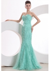 Elegant Mermaid Sweetheart Aqua Blue Embroidery Prom Gown Dress