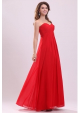 Discount Chiffon Sweetheart Ruches Red Prom Gown Dresses