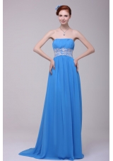 Applique Strapless Prom Graduation Dresses with Brush Train