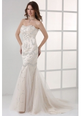 Diamonds Decorated Mermaid Prom Evening Dress with Tulle Tail