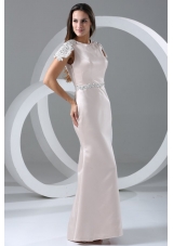 Cap Sleeves Scoop Neckline Column Full Length Prom Gown Dress