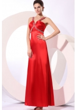 Paillettes Decorated Ankle-length Sheath Red Prom Dress for Girls