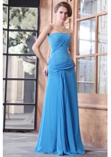 Lovely Aqua Blue Prom Dress with Beaded Bodice and High Slit on Skirt