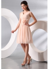 Top Seller Empire V-neck Champagne Short Prom Cocktail Dress