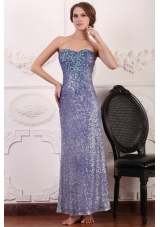 Lavender Sequins Column Ankle-length Sweetheart Dresses for Prom