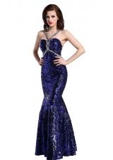 Mermaid Straps Sequins Beading Prom Pageant Dress in Royal Blue