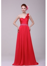 Ruffles and Paillettes Single Shoulder Brush Train Prom Dresses