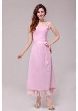 Strapless Ankle-length Prom Dress with Handle Flowers for Lady