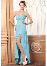 Fashionable Sweetheart Prom Dress with Beading Decoration and Slit