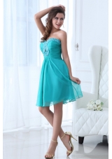 Aqua Blue Sweetheart Short Party Dress with Beading Bust