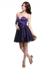 Eggplant Purple Sweetheart Short Senior Prom Dress with Dots