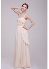 Empire Champagne Ruching Chiffon Floor-length Prom Dress for 2014